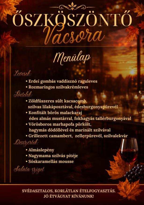 Őszköszöntő vacsora menü